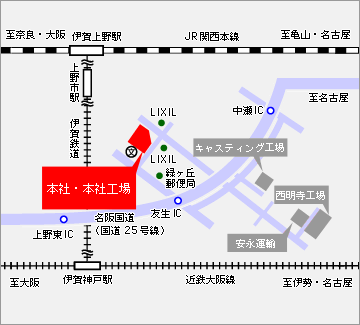 地図：本社及び本社工場