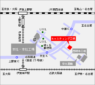 地図：キャスティング工場