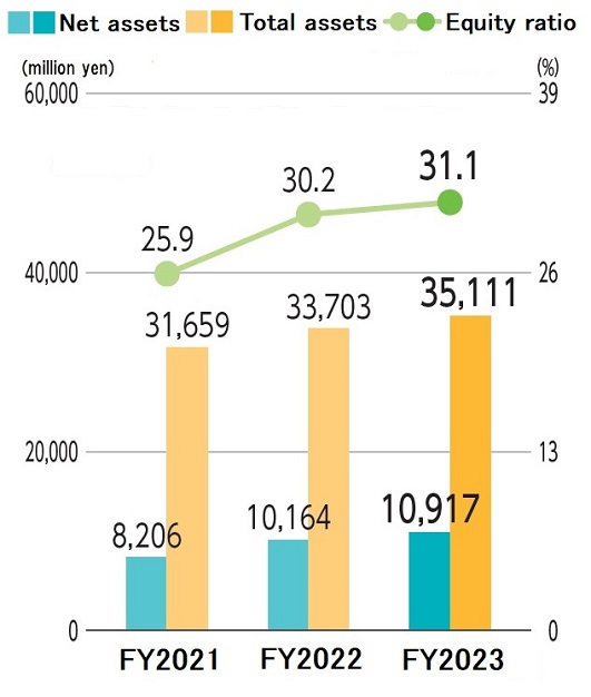 Graph: Net assets/Total assets/Equity ratio